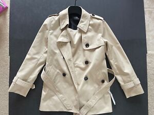 New COACH Solid Short Trench Coat Double Breasted Porcelain Women's Size Small