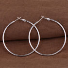Womens 925 Sterling Silver 70mm Extra Large Round Thin Hoop Earrings #E162