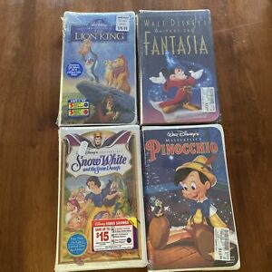 Lot of 4 NEW Sealed Walt Disney Animated Movies VHS Tapes  Masterpiece Classics