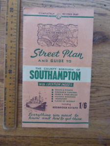 Vintage Street Plan & Guide to Southampton map coloured bus tram routes?