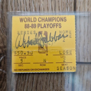 Kareem Abdul-Jabbar World Champions 88-89 Playoff autographed Ticket Stub PSA
