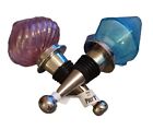 Lot 2 Glass Art Wine Bottle Stoppers Blown Blue & Pink Design Pier One Imports