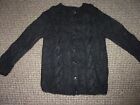 Vtg 60's Fuzzy Black Mohair Wool Hand Knit Button Front Cardigan Sweater M EVC