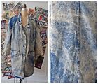 Vintage 80s Bebe Furrrina Maxi Long Acid Wash Denim Jean Coat Jacket Medium