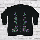 90's vintage black floral button up cardigan sweater by Stoney Creek sz xlarge