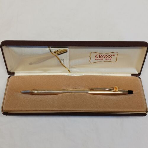 Vintage CROSS Ballpoint Pen 10K Gold Filled With Company Logo in Case