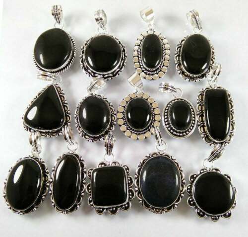 Black Onyx Gemstone Wholesale Pendant Lot 925 Sterling Silver Plated Pendant