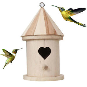 DIY Wooden Bird House Outdoor Hanging Bird Nest Home Garden Decor