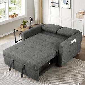 3-in-1 Sleeper Sofa Convertible Pull Out Couch Bed Futon Sofa Loveseat Office~