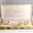 MING'S HAWAII RARE PEARL 14K YELLOW GOLD BROOCH EARRINGS & RING SET WITH BOX