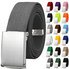 Falari Silver Buckle Canvas Web Belt Adjustable Size Cut to Fit Golf Belt