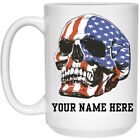 New ListingPersonalized USA Flag Skull Mug, USA Skull Mug, USA Mug, Personalized Mug, Custo