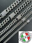 Iced Miami Cuban Link Chain CZ Real Solid 925 Silver Necklace Mens Hip Hop