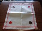 Vintage Embroidered Linen Card Table Cover Cloth Poker Bridge Games Nice