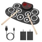 10 Pads Electric Drum Set Foldable 10-Drum Silicon Drum Kit Foldable Electronic