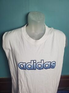 Vintage 1990s Adidas Tank Top T-Shirt Men's Size Large L White Made In USA