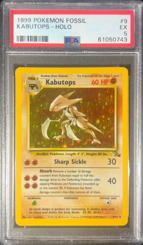 Pokémon TCG Kabutops #9 - 1999 Fossil Unlimited HOLO PSA 5 EXCELLENT