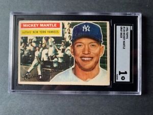 1956 Topps #135 Mickey Mantle SGC 1 Gray back New York Yankees  *Free Shipping*