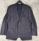 Samuelsohn Men's  Sport Coat Brown Houndstooth Blue Brown Black Check 48 Regular