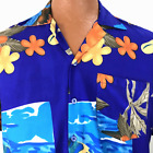 Waikiki Creations Aloha Hawaiian  L Ukulele Guitar Floral Leaves Beach Blue Vtg