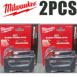 New Genuine 18V Milwaukee 48-11-1850 5.0 AH Batteries M18 XC18 48-11-1850 2-Pack