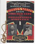 1929 World Series program Chicago Cubs Philadelphia A's Game 2 Jimmie Foxx HR