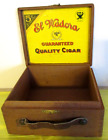 Vintage El Wadora Queens Wood Cigar Box  Brass Closure & Hinge  J.C. Winter & Co