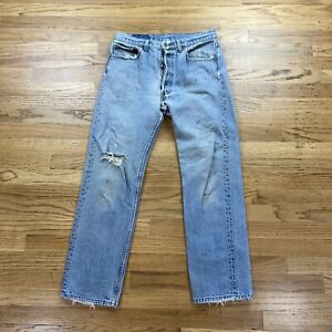 Vtg Levis 501 XX Jeans Made in USA Denim Distressed Tagged Sz 34x33 Approx 32x28