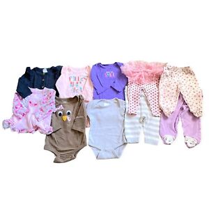 Baby Girl Clothes 0-3 Months, Lot of 10, Mix & Match Outfits Bodysuits Leggings