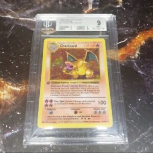 1995 SHADOWLESS 1ST EDITION COMPLETE SET WITH THE CHARIZARD THICK STAMP BGS 9