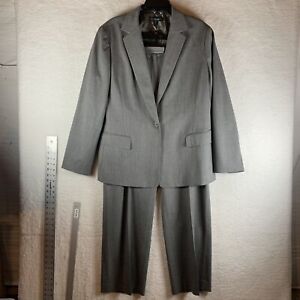 Lafayette 148 Suit Set Womens 16 Gray Wool Stretch Single Breasted Straight 8255