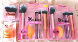 Real Techniques Brush Set Makeup Everyday Essential Angled Kabuki Miracle Sponge