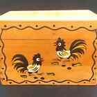 Vintage Rooster decor Farmhouse Recipe box WOODEN tongue groove Box hand painted