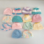 Handmade Crocheted Newborn Baby Hats Lot Of 14 Girl Boy Bundle Beanie Cap Pink