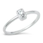 Clear CZ Bezel Polished Promise Ring New .925 Sterling Silver Band Sizes 4-10