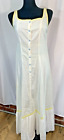 Vintage Edwardian Style White Cotton Slip Dress Button Front Eyelet Ruffle Sz 6