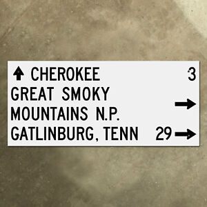 North Carolina Great Smoky Mountains Gatlinburg highway road guide sign 18x8