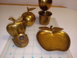 Vintage Brass Apple  Decorations -  Made in India - Lot of Four