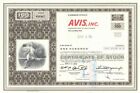 Avis, Inc - 1970's dated Car Rental Company Stock Certificate - Owner of Zipcar