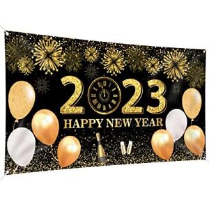 Happy New Year 2023 Backdrop Banner 78x43 Inch Large Size Happy New Year Banner