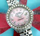 Ladies Rolex Datejust Pink Diamond Dial .80 ct Bezel Stainless Steel Watch 6517
