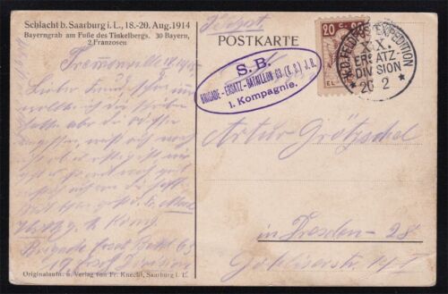 GERMANY 1915 MILITARY POST CARD WITH UNIQUE STAMP AND FELDPOST EXPEDITION CANCEL