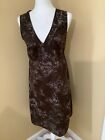 Sonoma Fall Brown Floral Sleeveless V Neck Pullover Empire Dress Size 10