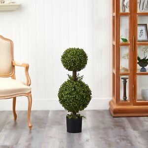 35” Boxwood Double Topiary Artificial Tree (Indoor/Outdoor).