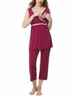 Kimi & Kai Penny Maternity Nursing Pajama Set Color: Red Berry Size: Large