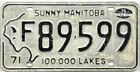New Listing*99 CENT SALE*  1971 1975 Manitoba Bison FARM TRUCK License Plate #89-599  NR