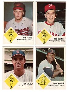1963 Fleer baseball lot of 4 cards Nice! Wagner, Mahaffey, Barber, Cheney