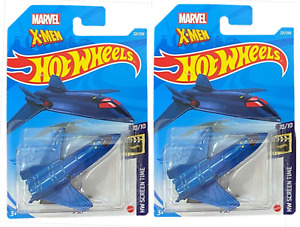2022 Hot Wheels Marvel X-MEN X-Jet Blue Lot (2)