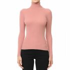Women's Basic Turtle Neck Sweater Long Sleeve Ribbed Stretch Fitted Solid Colors