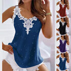 Womens Lace Vest Tank Tops Ladies Summer Casual Sleeveless Blouse Shirt Size US